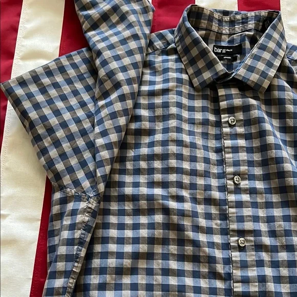 Checkered Blue and Grey Button-Up Shirt - Picture 5 of 15